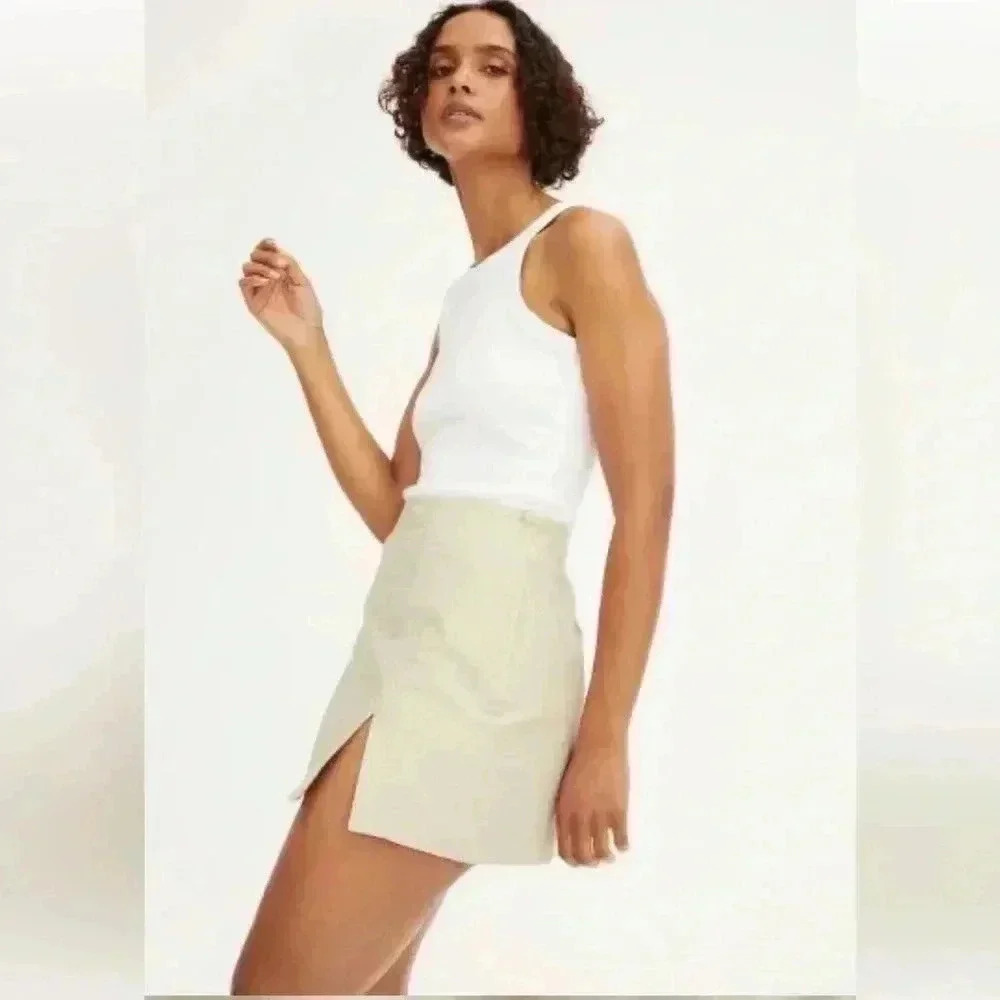 Linen Skirt with slit - Picture 2 of 6